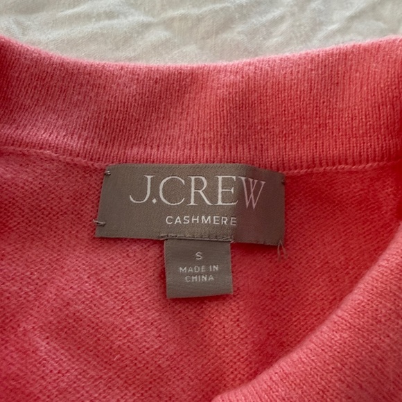 J. Crew Coral short sleeve cashmere Button-Up Sweater - Picture 2 of 2